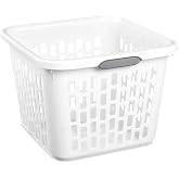 inbesk 1.5 Bushel Square Plastic Laundry Basket, BPA-Free, White - 2 Comfort Grip Handles, Sturdy &amp; Stackable, for Bedroom, Bathroom &amp; Laundry Room
