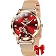OLEVS Women Watch Fashion Rose Gold Diamond Analog Quartz Female Watch for Women Luxury Dress Ladies Stainless Steel Luminous Waterproof Date Wrist Watches
