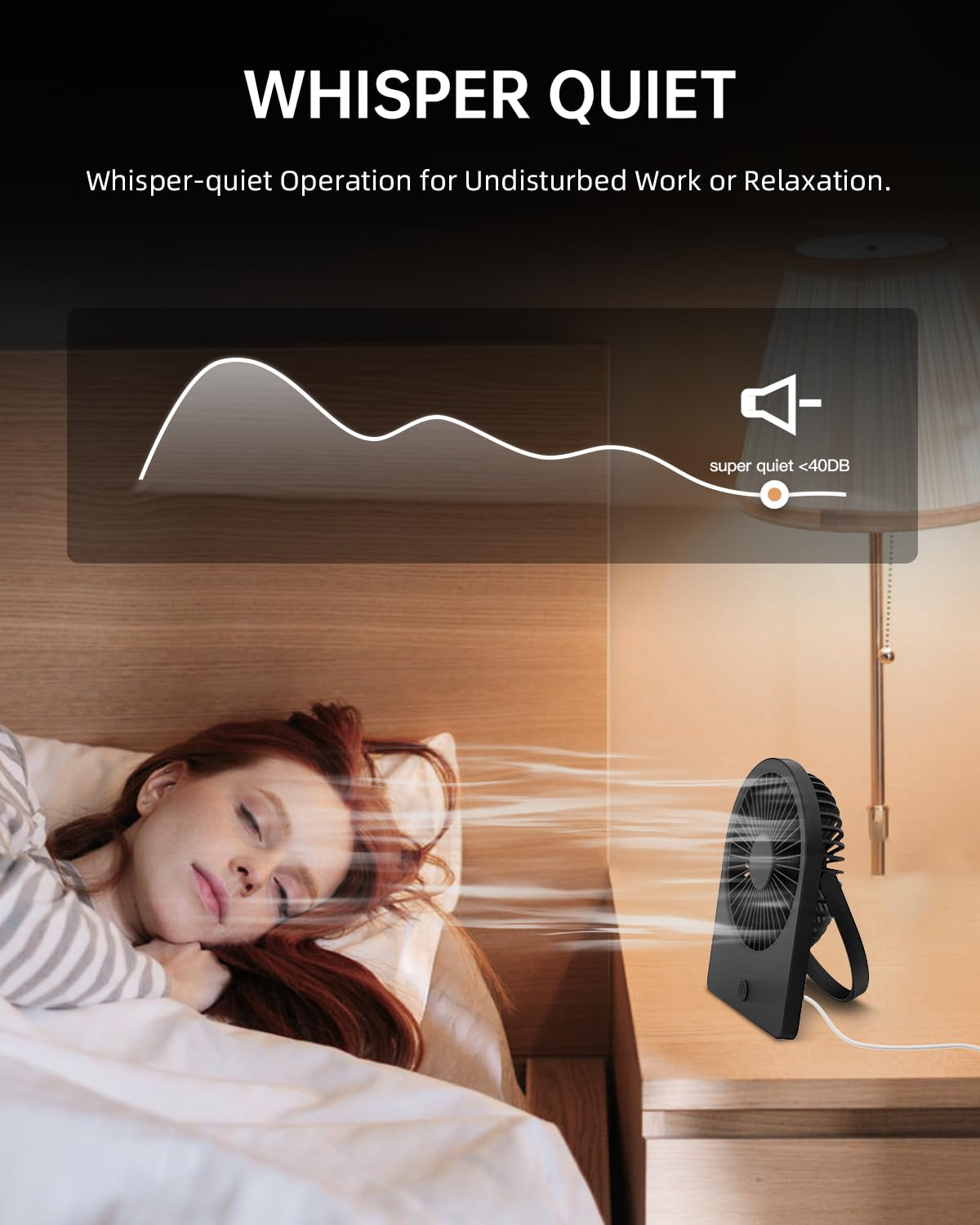 Portable USB Desk Mini FAN, USB-A Corded Powered Small Personal Fan, Foldable Office Desk Accessories for Home, Desktop, 3-speed Hangable Cruise Essentials with Strong Wind, Black