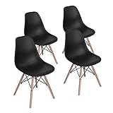 Homy Casa Black Eames Seat Height Natural Wood Legs