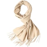 WASALUYA Wool Scarf for Women & Men, 100% Wool Scarves Wrap Shawl with Tassels, Elegant Soft Winter Scarf for Fall and Winter