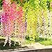 GPARK 6 Pieces Wisteria Artificial Flower 45 inch Bushy Silk Vine Ratta Hanging Garland Hanging for Wedding Party Garden Outdoor Greenery Office Wall Decoration Purple