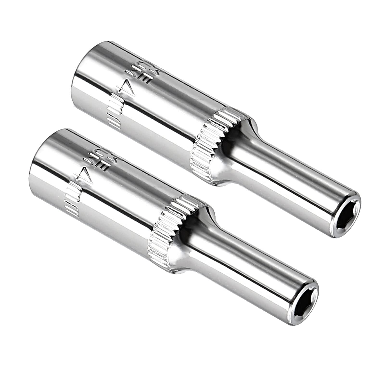 Kozelo 2pcs 6 Point Deep Socket - [1/4 Inch x 4mm] Square Drive for Car Mechanical Equipment Repair Use, CR-V Steel Metric Sizes