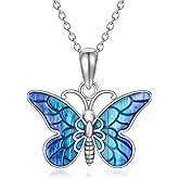 Butterfly Necklaces S925 Sterling Silver Butterfly Pendant for Women Present for Wife Girlfriend Mother