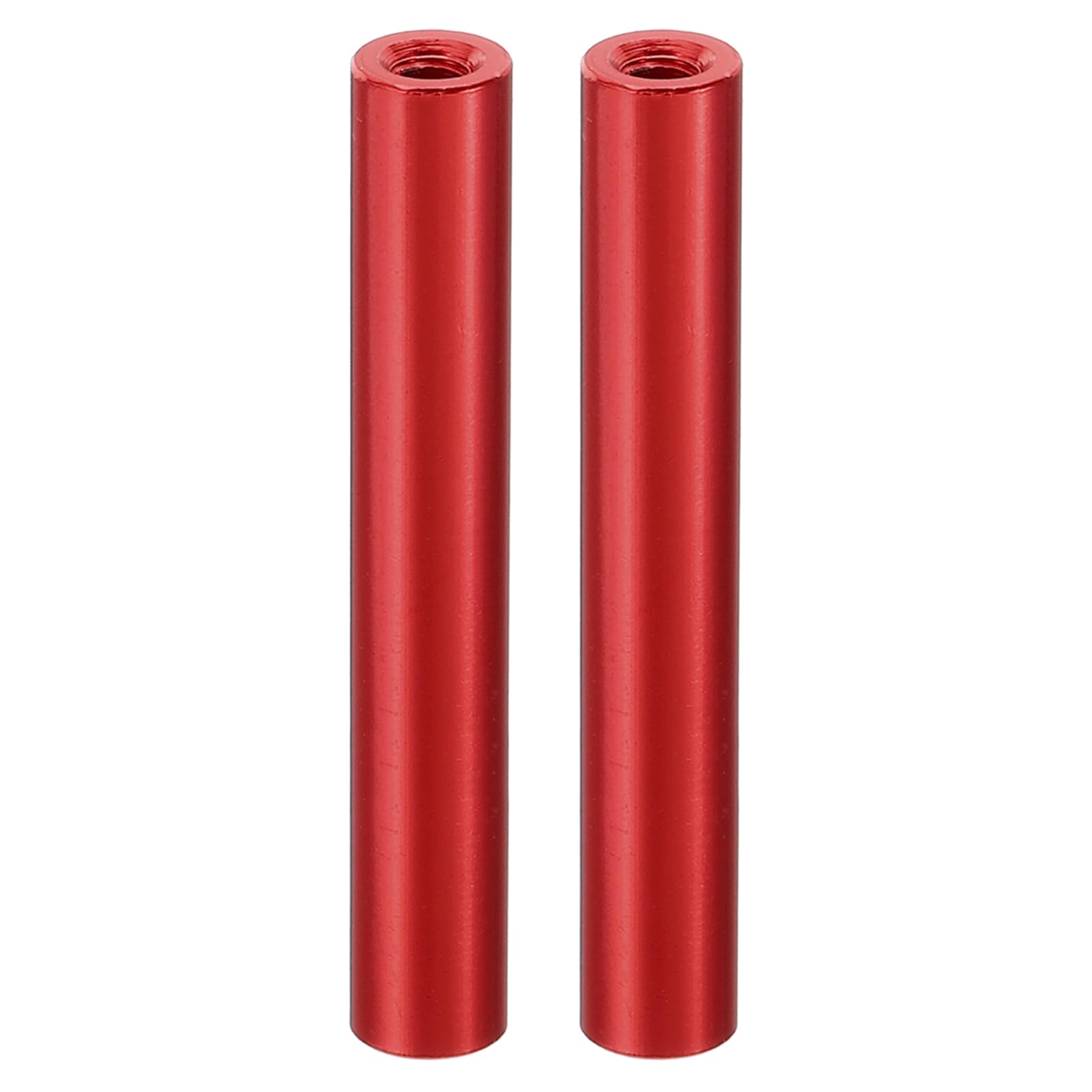 PATIKIL 2pcs M3 Metal Threaded Standoff Spacer Nuts, Round Aluminum Spacers Female Coupling Screws, 1/8" ID x 1/4" OD, Red 3x6x40mm — image 1