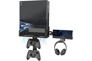 BracNova Wall Mount for Xbox One,Steel Wall Mount Kit for Xbox One Original and Power Brick Mount-Xbox One Stand with 3 Detachable Controller Holder and Headphone Hook