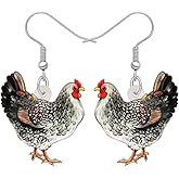 NEWEI Acrylic Cute Chicken Earrings Dangle Charms Chicken Gifts for Women Farm Animals Jewelry