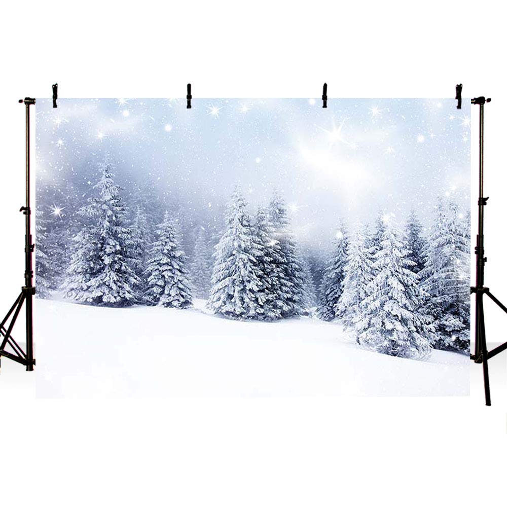 MEHOFOTO 8x6ft Winter Wonderland Backdrop Snow Landscape Scene Forest Pine Tree Photography Background Decoration Photo Studio Props