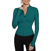 LUYAA Women's Workout Jacket Lightweight Zip Up Yoga Jacket Cropped Athletic Slim Fit Tops