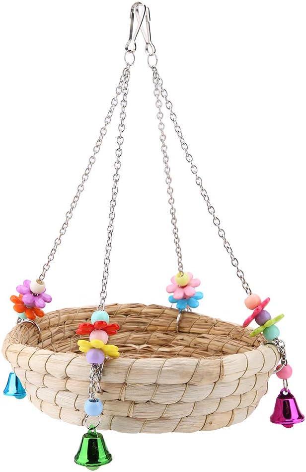 TOPINCN Parrot Swing Nest Safe Straw Durable Safe Non-Toxic Reusable Durable Bird Lovebird Bite Toy Basket Bed Hanging On Birdcage - Image 5