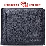 FlyHawk Genuine Leather RFID Blocking Wallets Mens thin Wallet