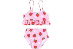 puseky Toddler Baby Girls Two Pieces Swimsuit Sleeveless Strap Bikini Swimwear Summer Beach Bathing Suit 6M-4T