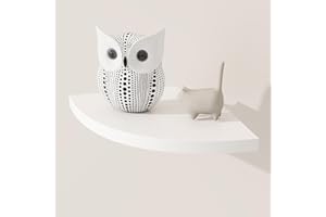 Fun Memories Corner Shelf Wall Mount, Solid Oak Wood Floating Corner Shelves with Cable Hole, 7in Rustic Design for Bedroom, Bathroom, Kitchen, Living Room (White, 1 Pack)