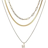 YLZDPDM Gold Initial Necklaces for Women, 14K Gold Plated Cubic Zirconia Letter Necklace Dainty A-Z Pendant Choker Cute Necklace Personalized Monogram, Layered Initial Necklace Jewelry Birthday Gifts