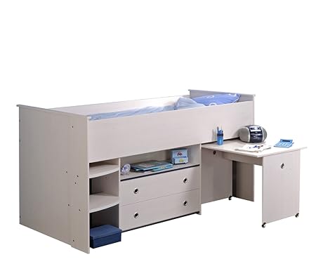 Parisot Smoozy Multi Function Cabin Bed With Desk 1 White Wood