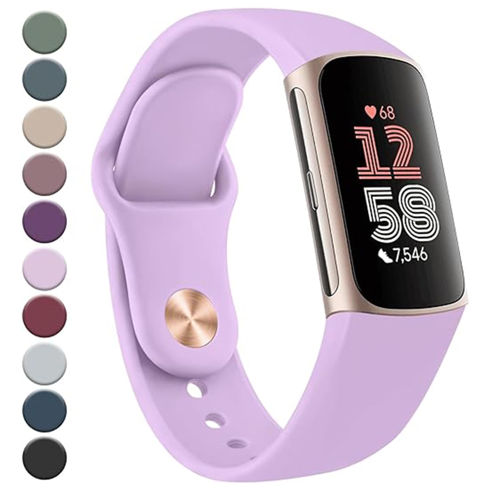 Meliya Strap for Fitbit Charge 6 for Women Men, Silicone Replacement Sport Replacement Wristband Compatible with Charge 5