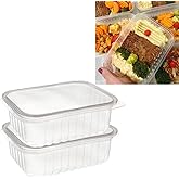 Potes Retangulares 350ml com Tampa Plástico Transparente Marmita Fitness Microondas Freezer 48 Unidades