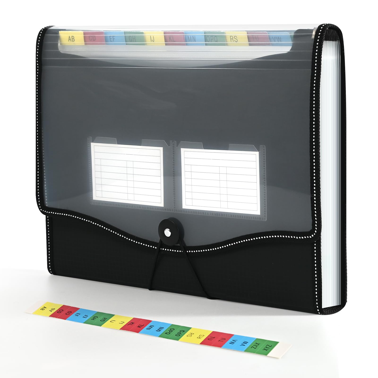 Photo 1 of 12-Pocket-Expanding File-Folder,Accordion-File-Organizer, A4/US Letter Size Paper Receipt Organizer Accordian Filing Folders (Black-T-12 Pockets)