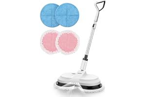 Cordless Electric Mop, OGORI Floor Cleaner Dual-Motor Powerful Spin Mop w/Water Spray and LED Headlight, Self-Propelled Scrub