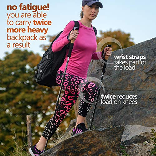 RikkiTikki Carbon Fiber Trekking Poles - Lightweight Collapsible Walking Poles with Cork Grips, Quick Locks, Carry Bag - Bonus: Selfie Shutter with Camera Mount
