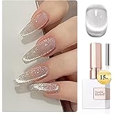 Double Rhythm 0.5 OZ Cat Eye Gel Polish with Magnet 15ML Holographic Glitter Shimmer Translucent Jelly Color Magnetic Polish