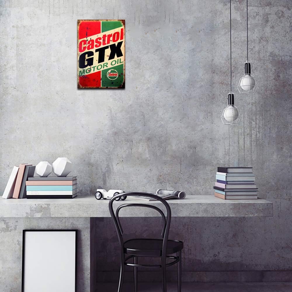 Flowerbeads Vintage Castrol Mobil Motor Oil Tin Signs Metal Poster Valvoline Auto Motorcycle Gasoline Garage Shop Home Wall Decoration 20x30cm