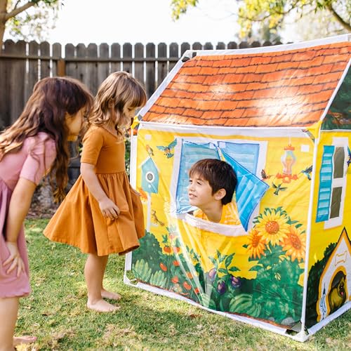 Melissa & Doug Cozy Cottage Fabric Play Tent and Storage Tote, Yellow