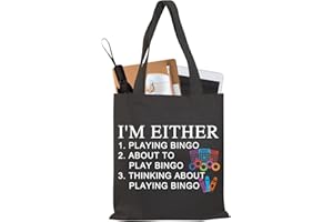 BDPWSS Bingo Tote Bag Bingo Lover Gift Bingo Player Gift Bingo Gambler Shoulder Bag Funny I'm Either Playing Bingo Quote Gift