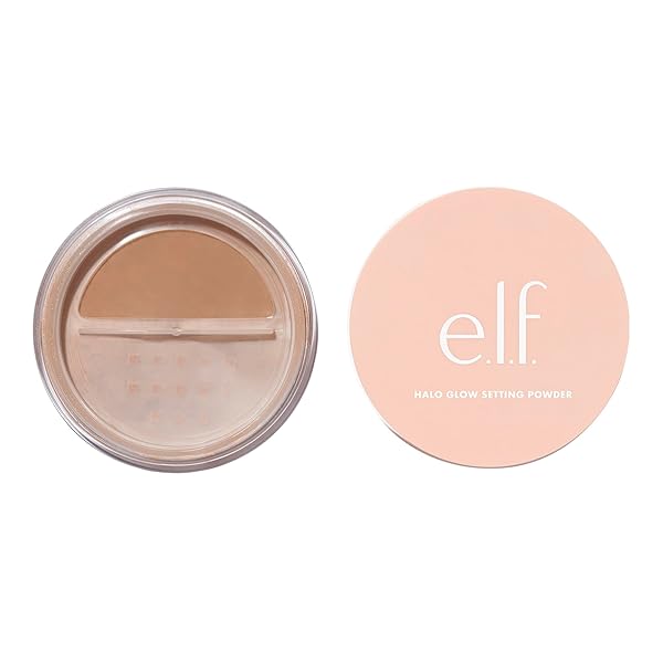 E.L.F. HALO GLOW SETTING POWDER, SILKY, WEIGHTLESS, BLURRING, SMOOTHS, MINIMIZES PORES AND FINE LINES, CREATES SOFT FOCUS EFFECT, DEEP, SEMI-MATTE FINISH, 0.24 OZ