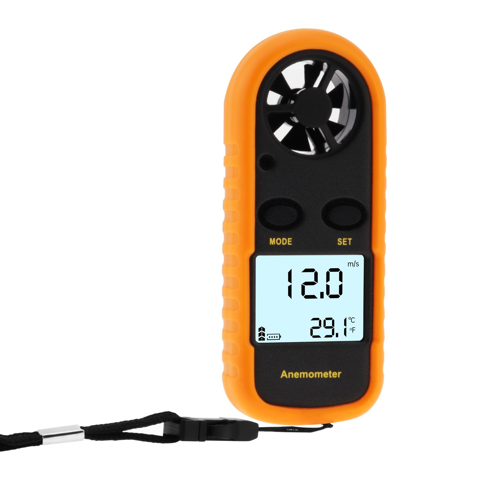 Smgda Handheld Anemometer, Digital Wind Speed Meter, Mini LCD Display Anemometer with Protective Shell for Kite Flying/Meteorology/Fishing with Air Velocity MAX/MIN/AVG, Wind Temperature Test
