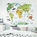 AWAKINK Cartoon Background Colorful English Words World Map Wall Art Decals Stickers Vinyl For Kids Rooms Parlour Television Wall Home Decal Home Decoration