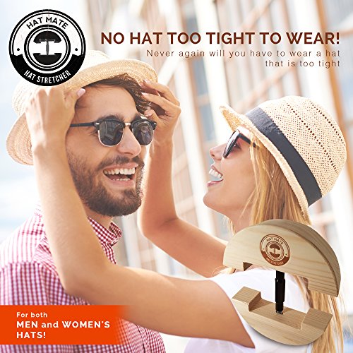 HAT MATE Premium Hat Stretcher with Bonus Hat Brush Solid Wood, One Size Fits All, Heavy Duty