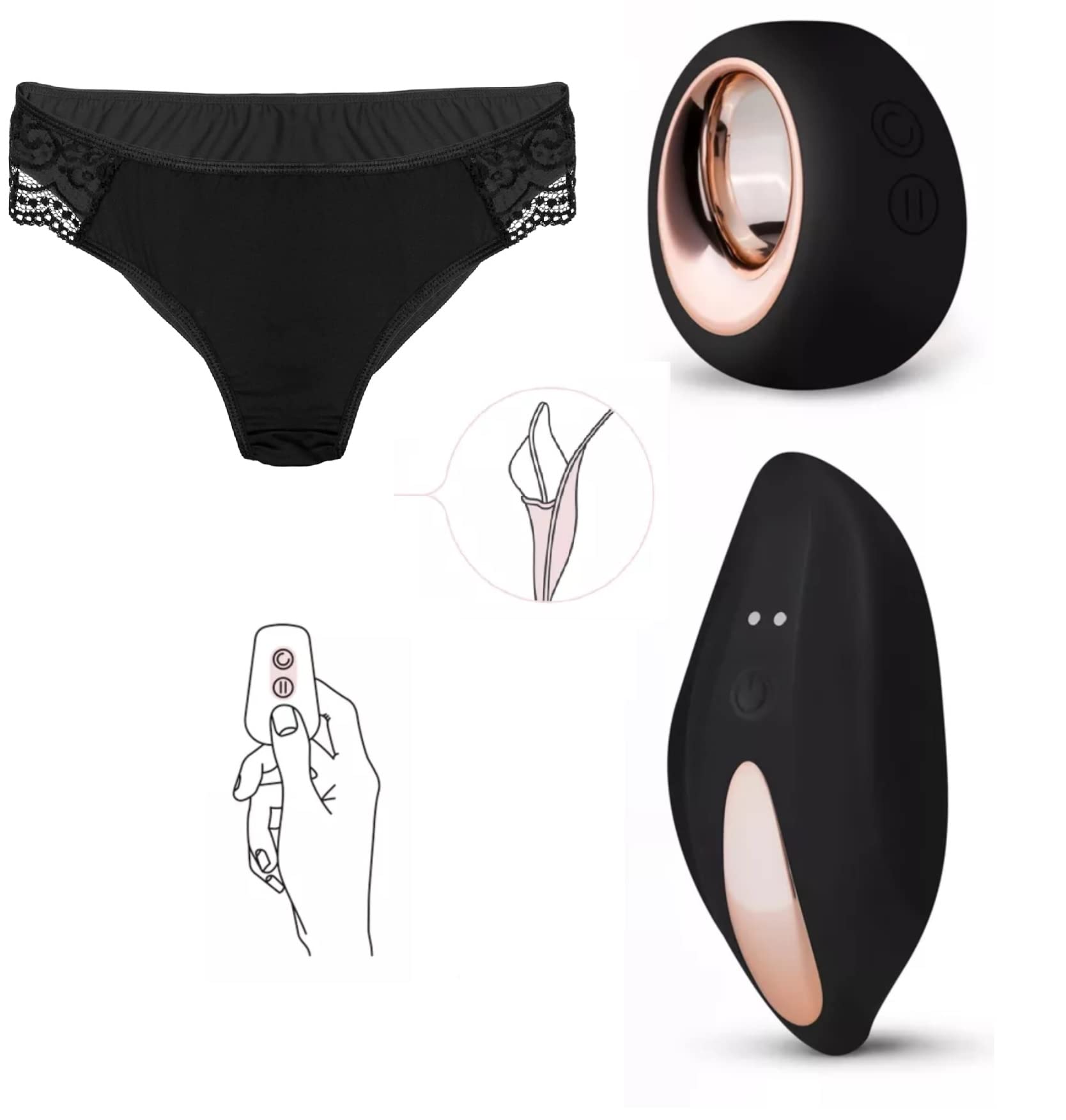 Pantyrebel Vibrating Panty - Vibrator for Women with Clitoral Stimulator - Rechargeable Vibrating Panties - Sex Toys for Women with a Remote Control and a Panty - Black