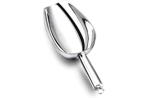 P&P CHEF Food Ice Scoop, Stainless Steel Scoop, Metal Candy Popcorn Flour Utility Scooper for Wedding Party Bar Kitchen Bath, Heavy Duty & Dishwasher Safe, (12oz, 1Pc)