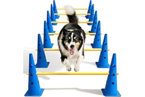 Lupar Dog Agility Course Backyard Set, Dog Agility Hurdle Cone Set with Height Adjustable Crossbar for Rehabilitation & Beginners, Dog Agility Equipment for Dog Obstacle Course - 18 Inch