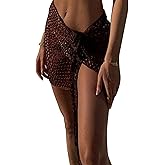 Aopwsrlyi Sarong Wraps for Women Swimsuit Cover Up Hollow Out Knitted Wrap Skirts Sheer Mesh Summer Beach Cover Ups