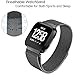 hooroor for Fitbit Versa Bands Women Men Small Large, Milanese Loop Stainless Steel Metal Sport Replacement Bracelet Strap with Magnet Lock Wristbands for Fitbit Versa Smart Watch (Black, Large)