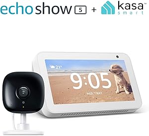 Echo Show 5 Sandstone with Kasa Indoor Smart Security Camera, 1080P HD with Night Vision