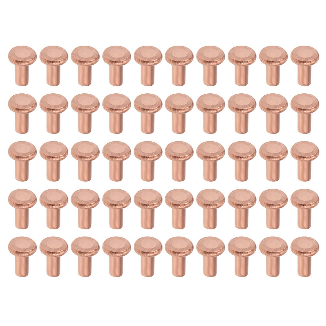sourcing map 100Pcs Copper Solid Rivets, 1/8" x 15/64" Flat Head Rivet Metal Fasteners for Electrical Applications, Leather Working Supplies