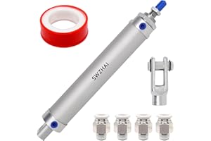 SWZHAI Pneumatic Cylinder 32mm Bore 150mm Stroke, Mini Air Cylinder Double Action Single Rod Pneumatic Air Cylinders with Y Connector & 4 Pcs Pneumatic Quick Fitting (MAL32x150)