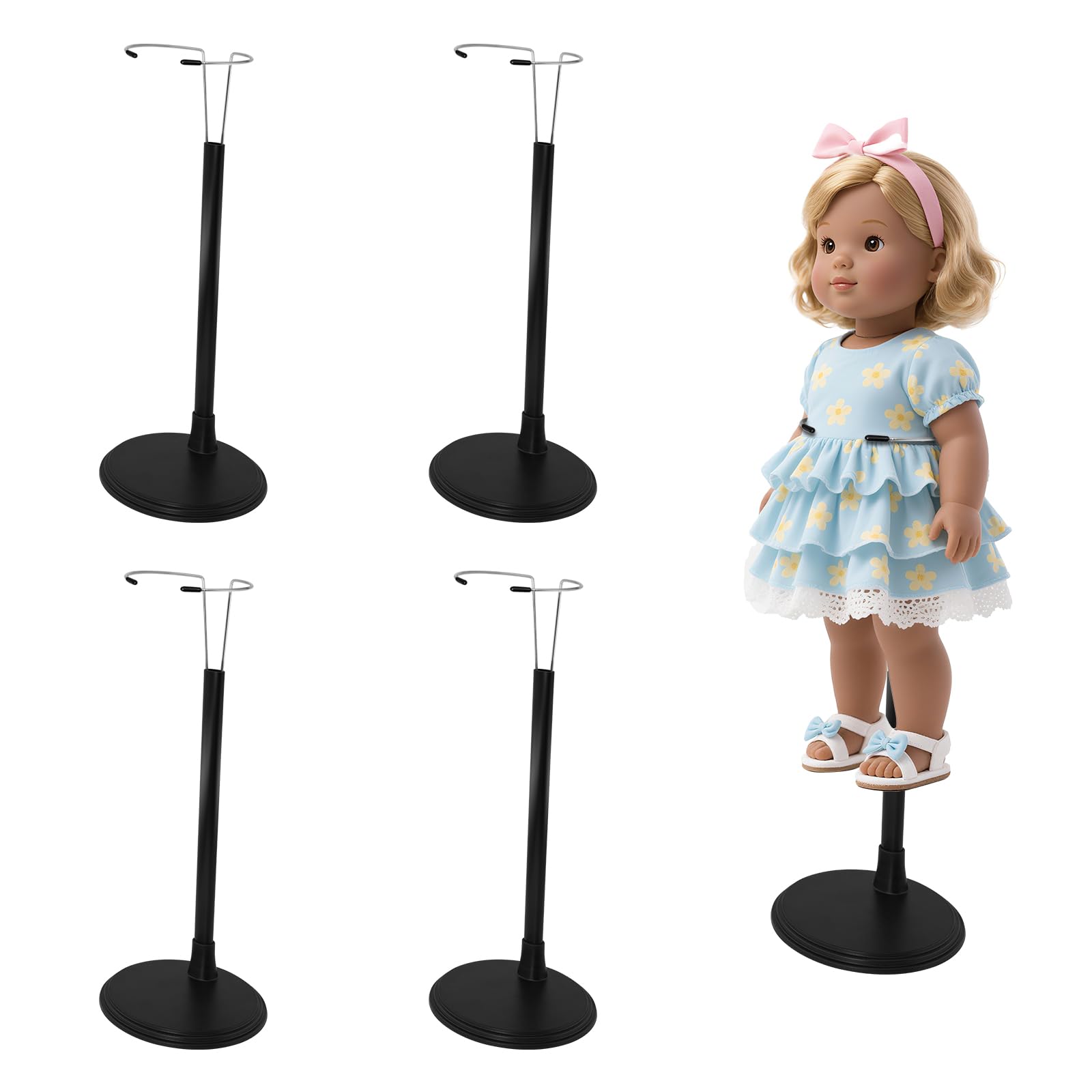 Photo 1 of 4PCS Doll Stand Compatible with American Girl Accessories,Fit 15, 16, 17, 18, 19, 20, and 21 inch Dolls, Waist 2" - 4",Black