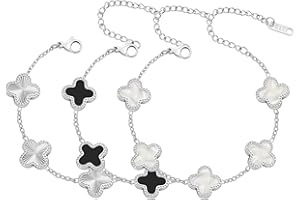 KIOGIU Women's Bracelet Gold Plated Cuff Clover Bracelet Set for Women Four Leaf Lucky Bracelets Jewelry Christmas Valentine's Day Gifts