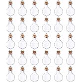 HARFINGTON 30 Pcs Name on Rice Glass Vial Pendant 19mm Width Mini Glass Bottles, for Necklace Wish Bottle DIY Pendant Craft Souvenirs