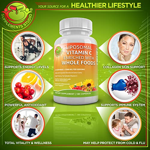 Liposomal Vitamin C Powder Capsules 1500mg Organic Acerola Cherries