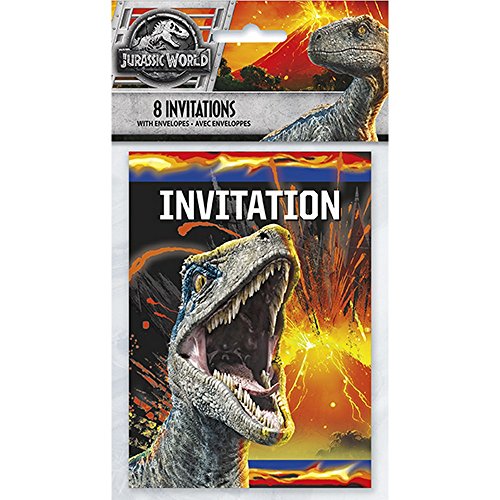 Jurassic World Fallen Kingdom Birthday Party Supplies 16 Pack Invitations