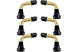 3DSKY PVR70 Tubeless Tire Valve Stem, Tire Valve Curved Bent 90 Degree Angled, Brass Stem, Tire Rubber Nozzle Core Compatible with Tubeless Tire Rim, Motorcycle, Scooter, ATV (Pack of 6)
