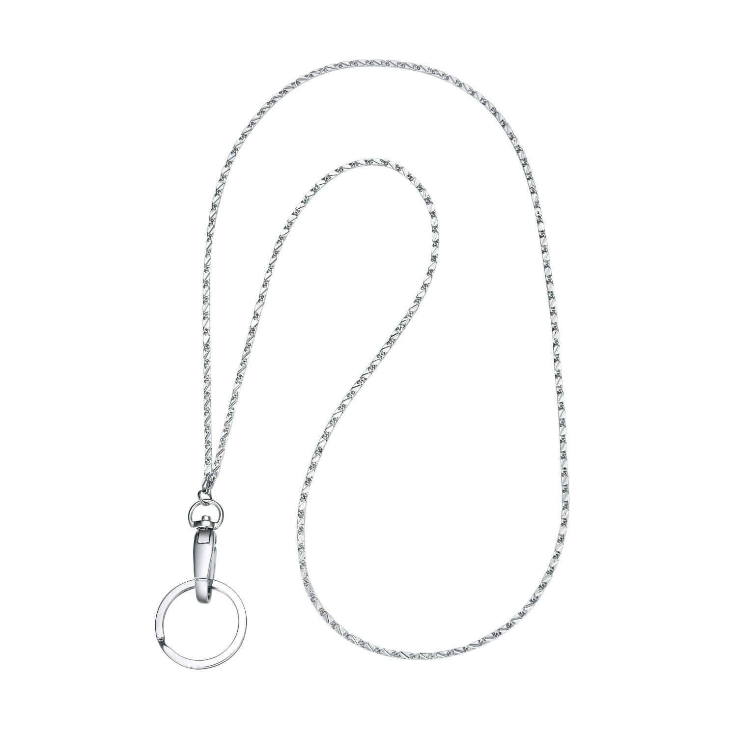 wisdompro Fashion Lanyard chain for Neck, Women 19 inch Necklace Lanyard with Metal Clasp and Ring for Keys and ID Card Badge Holders - Stud Chain