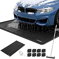 SMOQIO Garage Floor Mat, Containment Mats for Vehicles with Raised Edges Waterproof, Non-Slip Heavy-Duty 1000D PVC Parking Ta