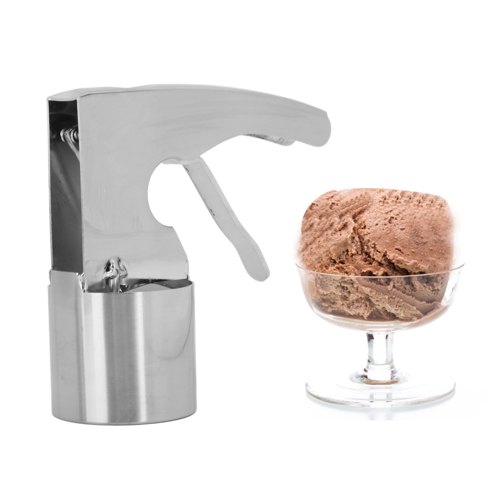 Ice Cream Scoop Stainless Steel, Old Fashion Style Big Ice Cream Scooper Cylindrical Ice Cream Scoop with Trigger Release