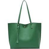 Dreubea Women's Soft Faux Leather Tote Shoulder Bag from, Big Capacity Tassel Handbag